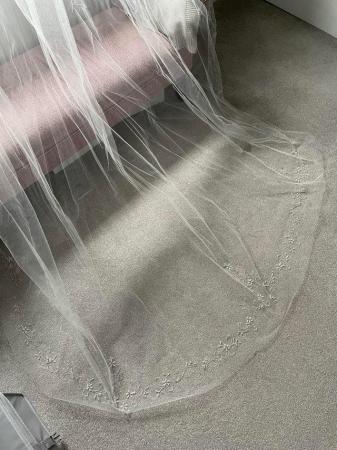 Image 3 of Wed 2B long veil with diamanté detailing along edge
