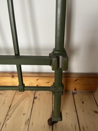 Image 2 of Antique brass and cast iron double bed . Vintage green .