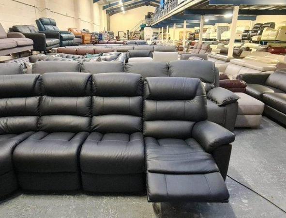 Image 5 of La-z-boy Staten black leather electric recliner corner sofa