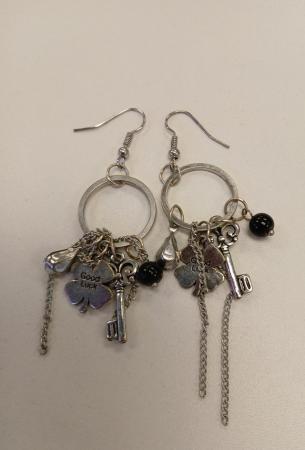 Image 1 of Black and silver earrings