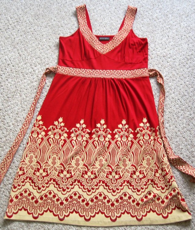 Preview of the first image of NEW Red and cream sleeveless Dress by Principles, size 12..