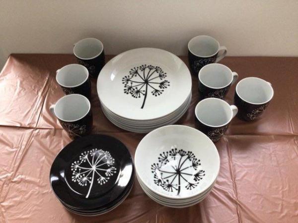 Image 2 of Waterside fine china Black and white Dinner set