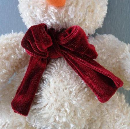 Image 2 of Freezy Snowman Soft Toy by Russ Berrie.  Length 12 Inches.