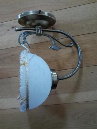 Image 2 of Wall light with glass shade and beaded fringe