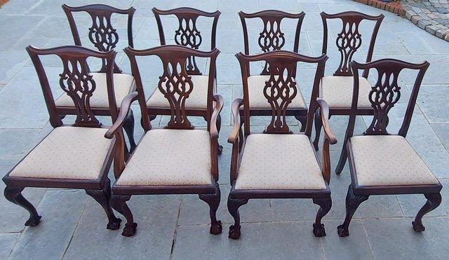 Preview of the first image of Set of 8 Mahogany Chippendale Style Dining Chairs.