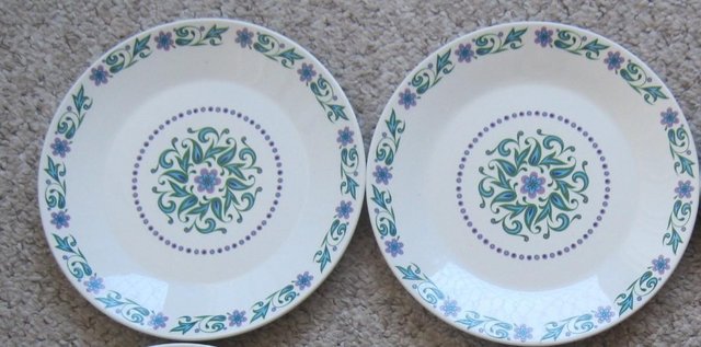 Preview of the first image of Vintage J&G Meakin Studio Dinner plates x2, Mandalay design.