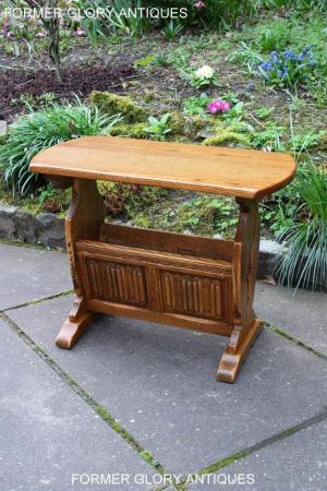Image 90 of AN OLD CHARM VINTAGE OAK MAGAZINE RACK COFFEE LAMP TABLE