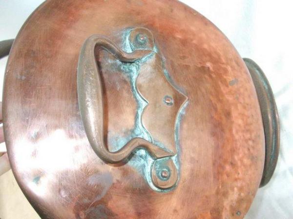 Image 6 of Old copper coal log bucket scuttle, nice original patina (E)
