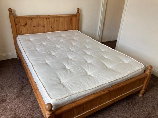 Image 2 of Pine double bed, second-hand, mattress available
