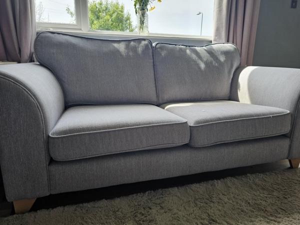 Image 2 of 2 two seater sofas plus cuddle chair with foot stool