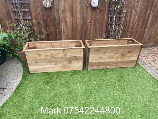 Image 6 of Pair of Rustic Bespoke Treated Garden Planters