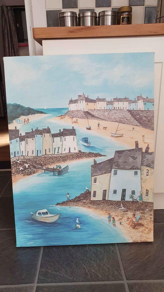 Preview of the first image of Janice McGloine wall hanging canvass painting 60 x 80 x 4cm.