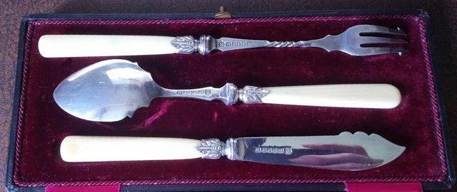 Image 2 of ANTIQUE SILVER-PLATED SEAFOOD CUTLERY SET IN ORIGINAL BOX