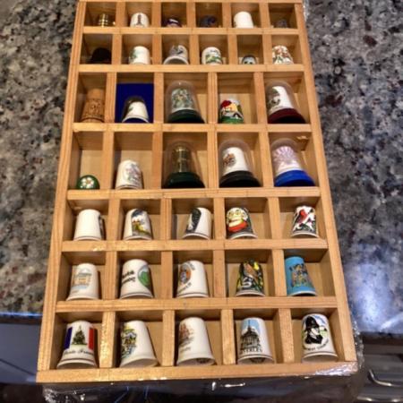 Image 3 of Collection of over 200 thimbles, most in wooden display case