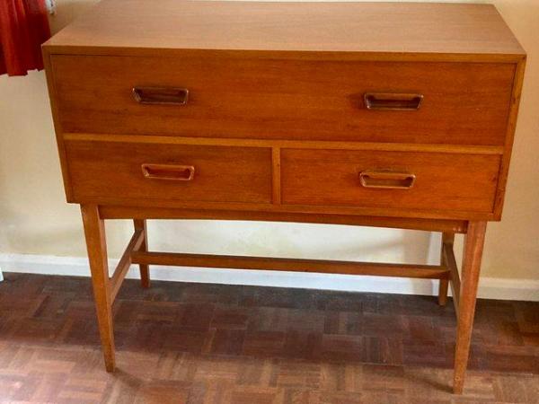 Image 3 of Hand Crafted 3 Drawer Solid Mahogany Desk with pull out desk