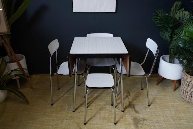 Image 7 of Mid C. Belgium TAVO Dining Set Chairs / Stool 1950s Formica