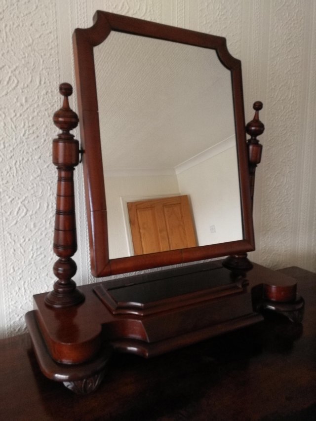 Preview of the first image of Antique mahogany dressing table mirror.