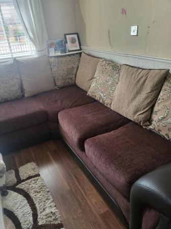 Image 2 of Right hand corner sofa and leather arm chair