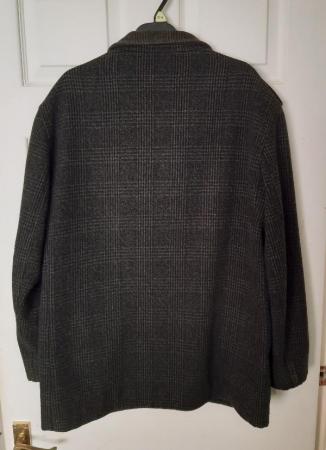 Image 2 of Mens Dark Wool Mix Grey Plaid Coat By Peter Werth - Size 3