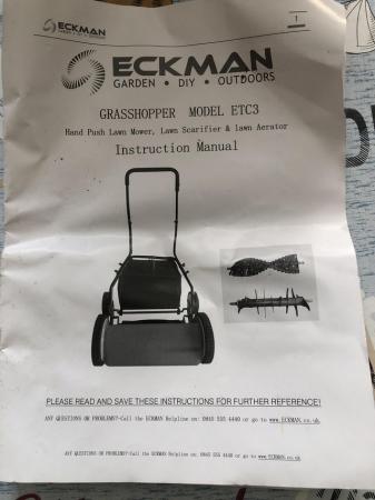 Image 1 of Eckman push mower/scarifier/aerator grasshopper etc3