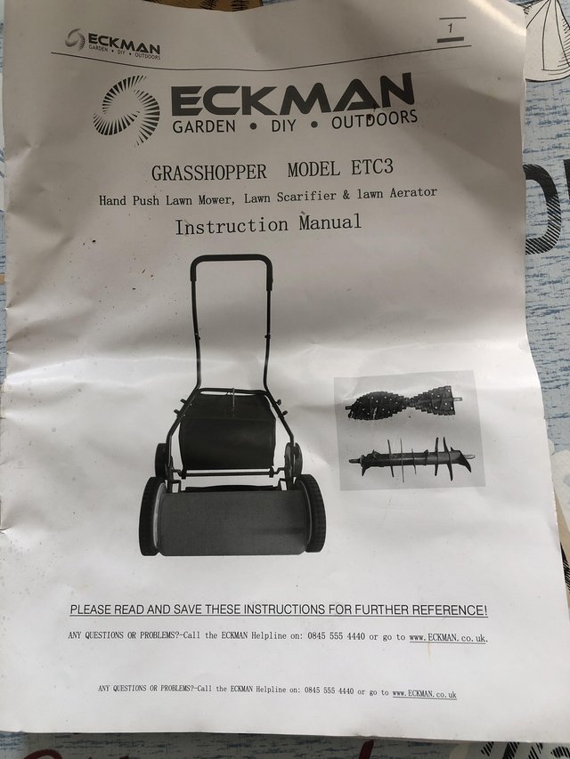 Preview of the first image of Eckman push mower/scarifier/aerator grasshopper etc3.