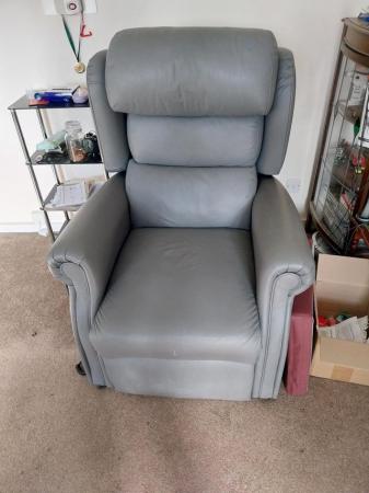 Image 1 of Faux leather grey riser recliner chair