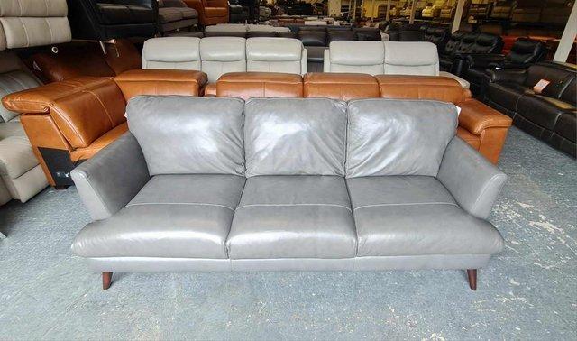 Image 3 of Ex-display Angelo grey leather 3 seater sofa