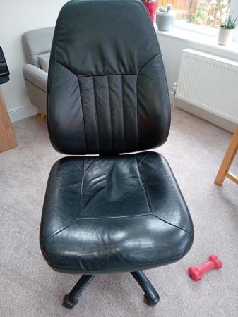 Image 3 of Black Leather Office Swivel Chair