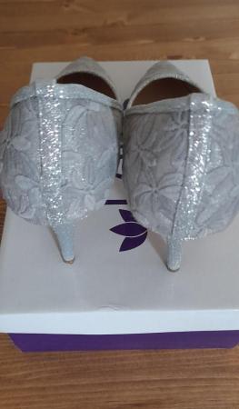 Image 2 of Lotus Heeled Court Shoe in Silver