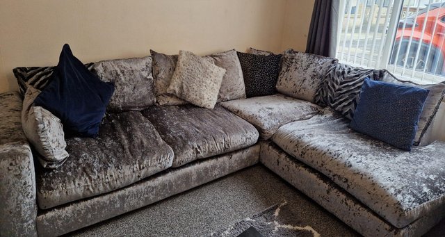 Image 3 of DFS Xara Crushed Velvet Left Corner Sofa
