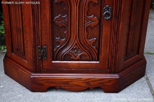 Image 15 of OLD CHARM TUDOR OAK CANTED HALL TABLE CABINET CUPBOARD STAND