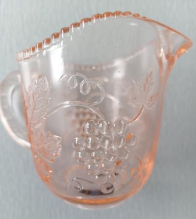 Image 4 of A Small Vintage Glass Jug with Orange Hues.  Height 3.1/2".