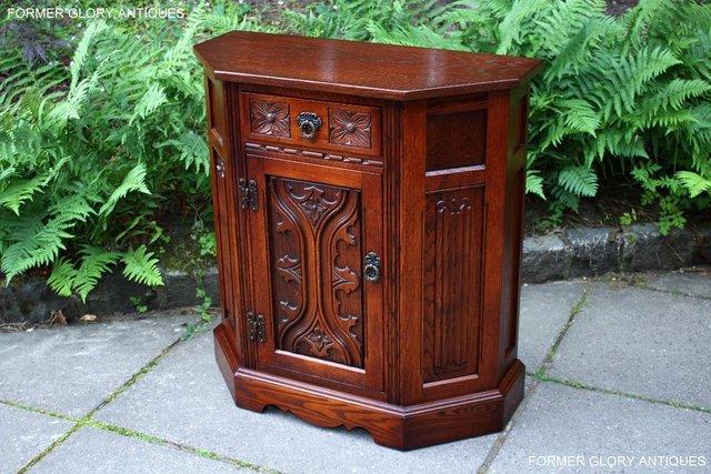 Image 58 of OLD CHARM TUDOR OAK CANTED HALL TABLE CABINET CUPBOARD STAND