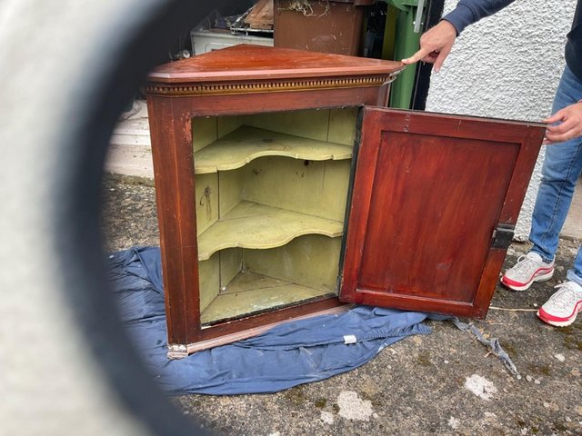 Preview of the first image of ANTIQUE WOODEN CORNER CABINET.