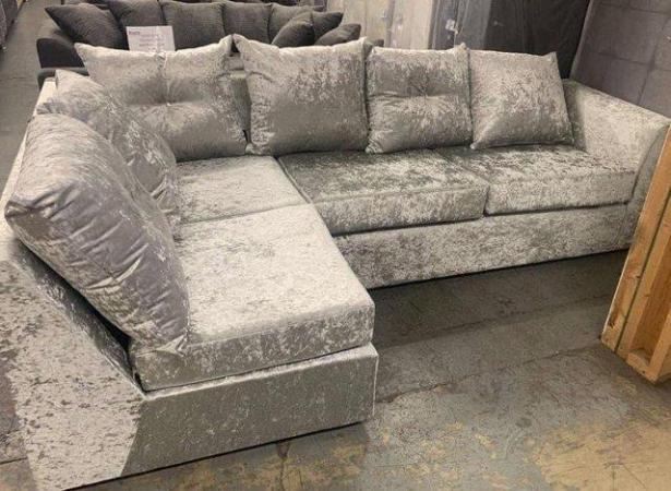 Image 1 of Yazmin diamante crushed velvet corner sofa