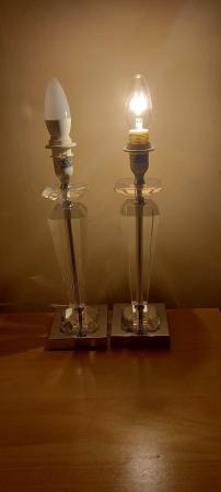 Image 1 of Pair Of Glass And Chrome Table Lamps In Ex Condition
