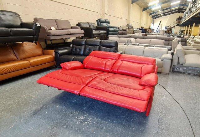 Image 11 of La-z-boy Raleigh red leather electric 3 seater sofa