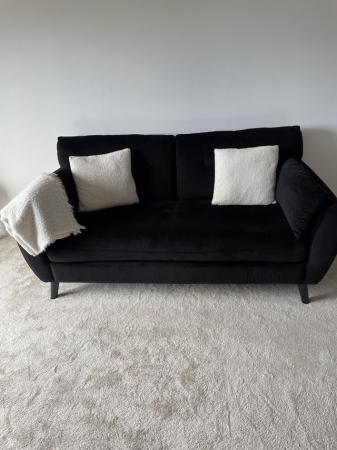 Image 1 of Black velvet 2.5 seater sofa and 2 Kooper armchairs
