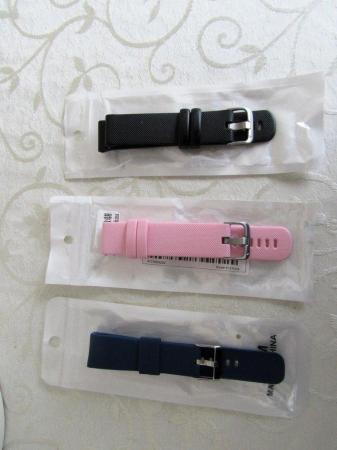 Image 1 of 20mm Silicone Bracelet Watch Straps x 3 (Black Navy & Pink)