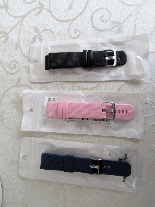 Preview of the first image of 20mm Silicone Bracelet Watch Straps x 3 (Black Navy & Pink).