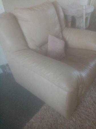 Image 3 of Cream leather used armchair for sale