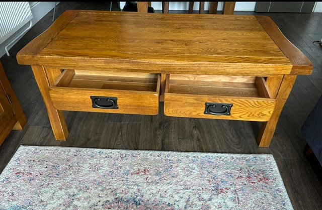 Image 2 of Rustic Solid Oak 4 Drawer Storage Coffee Table