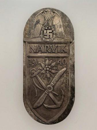 Image 1 of WW2 German Narvik Battle Shield in Silver