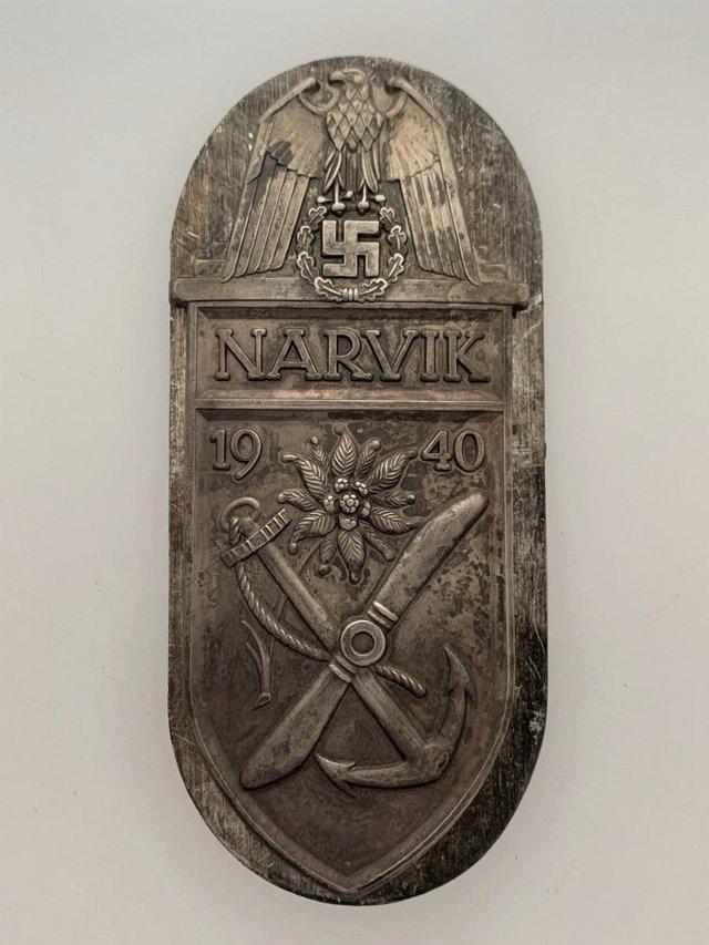 Preview of the first image of WW2 German Narvik Battle Shield in Silver.