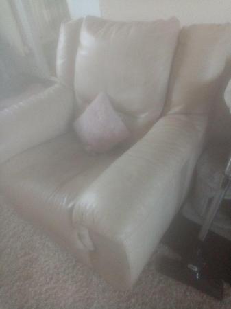 Image 1 of Cream leather used armchair for sale