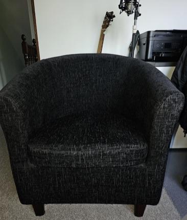 Preview of the first image of Tub Chair Chenille Black - CM Foam Filled (Mint).