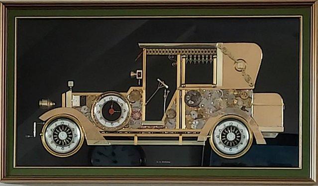 Image 1 of Wall Picture Clock Vintage Car Rolls Royce by G. A. Burgess
