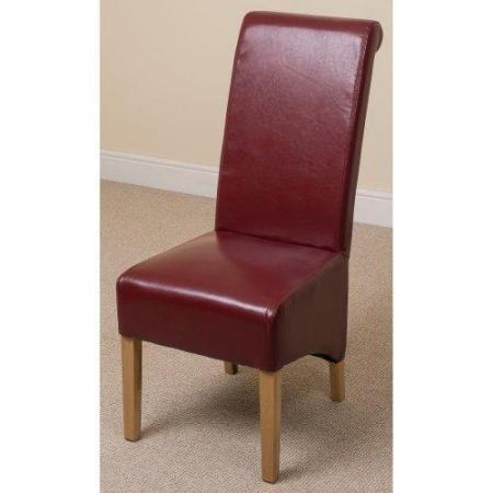 Image 1 of Dining leather chairs with solid oak legs