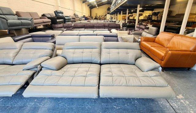 Image 3 of La-z-boy Knoxville grey leather electric 3+2 seater sofas