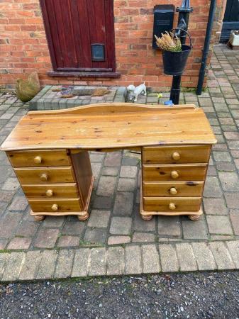 Image 2 of Solid Pine Dressing Table with 8 Drawers